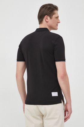 La Martina tricou polo barbati, culoarea negru, neted