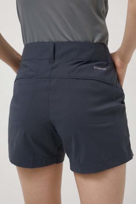 Columbia pantaloni scurți Saturday Trail femei, culoarea bleumarin, uni, medium waist 1533781