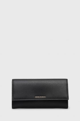 Emporio Armani portofel femei, culoarea negru