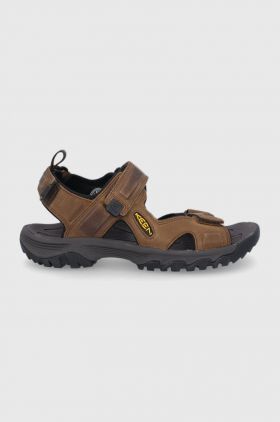 Keen sandale de piele Targhee III Open Toe barbati, culoarea maro