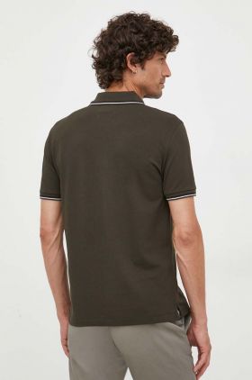 Emporio Armani tricou polo barbati, culoarea verde, neted