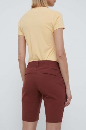 Columbia pantaloni scurți outdoor Saturday Trail femei, culoarea bordo, uni, medium waist 1579881