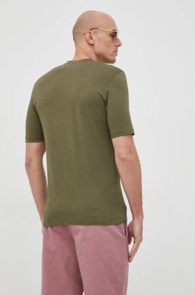 Sisley tricou din bumbac culoarea verde, neted