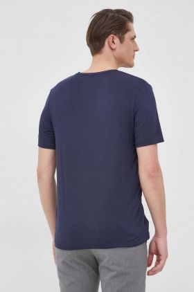 BOSS tricou barbati, culoarea albastru marin, neted