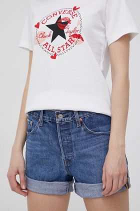 Levi's pantaloni scurti din bumbac femei, neted, high waist