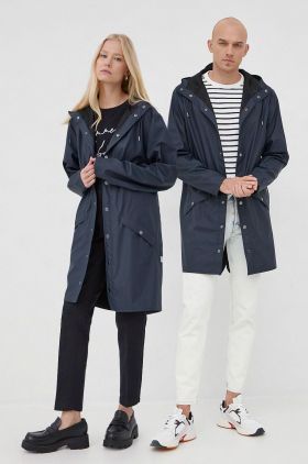 Rains geacă 12020 Long Jacket culoarea bleumarin, de tranziție 12020.47-Navy