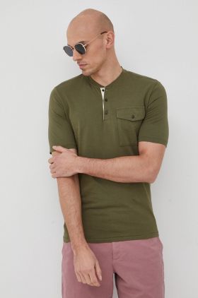 Sisley tricou din bumbac culoarea verde, neted