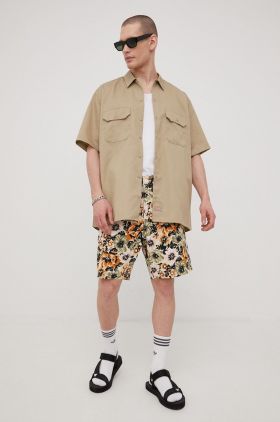 Dickies camasa barbati, culoarea verde, cu guler clasic, regular