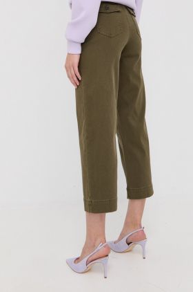 Spanx pantaloni femei, culoarea verde, drept, high waist