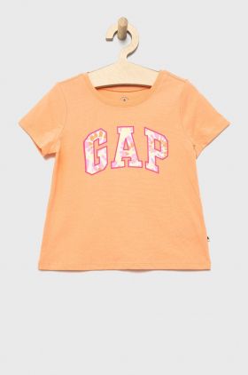 GAP tricou de bumbac pentru copii culoarea portocaliu