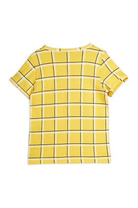 Mini Rodini tricou de bumbac pentru copii culoarea galben, cu imprimeu