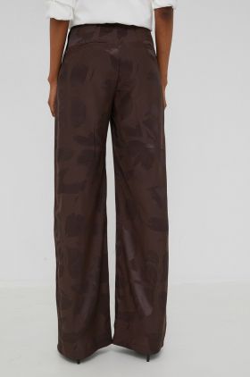 Answear Lab pantaloni femei, culoarea maro, drept, high waist