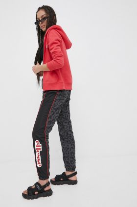 Ellesse pantaloni de trening femei, culoarea negru, jogger, high waist