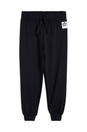 Mini Rodini pantaloni de trening pentru copii culoarea negru, neted