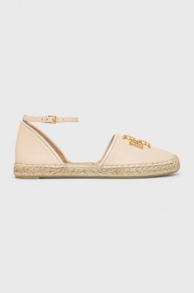 Tory Burch espadrile de piele Eleanor Dorsay culoarea bej