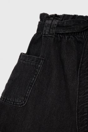 Birba&Trybeyond pantaloni scurti din denim pentru copii culoarea negru, neted