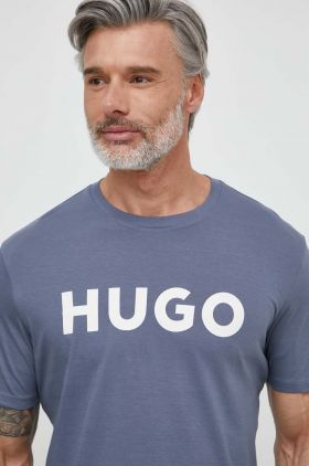 HUGO tricou din bumbac bărbați, culoarea verde, cu imprimeu 50467556