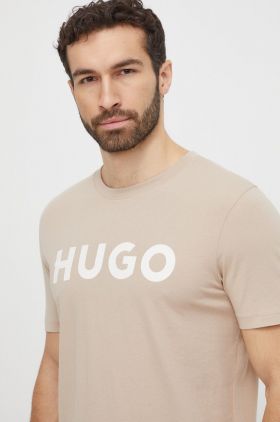 HUGO tricou din bumbac bărbați, culoarea verde, cu imprimeu 50467556