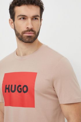 HUGO tricou din bumbac bărbați, culoarea gri, cu imprimeu 50467952