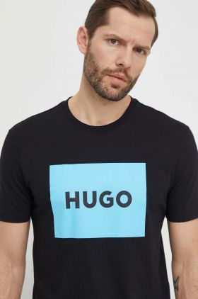 HUGO tricou din bumbac bărbați, culoarea gri, cu imprimeu 50467952