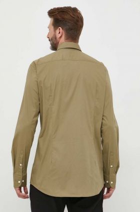 BOSS cămașă bărbați, culoarea verde, cu guler clasic, slim 50469345