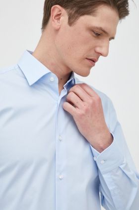 BOSS cămașă bărbați, culoarea verde, cu guler clasic, slim 50469345