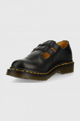 Dr. Martens pantofi de piele femei, culoarea negru, cu toc plat DM12916001.8065.Mary-Black.Smth