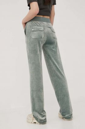 Juicy Couture pantaloni de trening femei, culoarea verde, neted