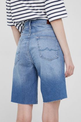 Pepe Jeans pantaloni scurti jeans Violet Bermuda femei, neted, high waist