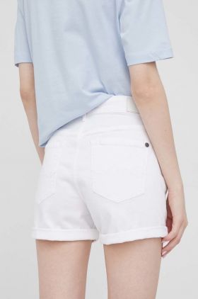 Pepe Jeans pantaloni scurti jeans Mary Short femei, culoarea alb, neted, high waist