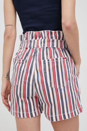 Pepe Jeans pantaloni scurti jeans Phoebe Stripe femei, modelator, high waist