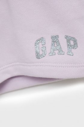 GAP pantaloni scurti copii culoarea violet, cu imprimeu, talie reglabila