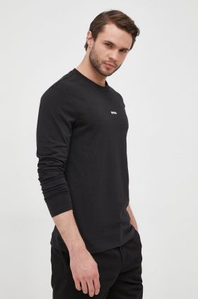 BOSS longsleeve CASUAL bărbați, culoarea negru, uni 50473286