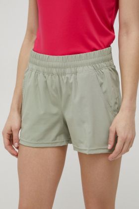 Columbia pantaloni scurți outdoor Alpine Chill Zero femei, culoarea verde, neted, medium waist