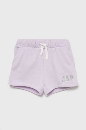 GAP pantaloni scurti copii culoarea violet, cu imprimeu, talie reglabila