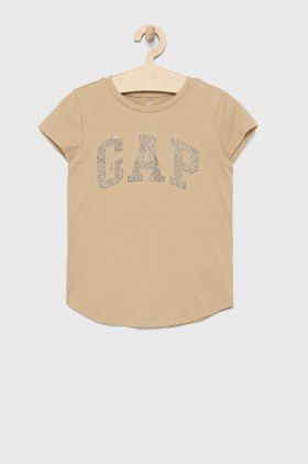 GAP tricou de bumbac pentru copii culoarea maro