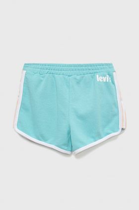 Levi's pantaloni scurti copii culoarea turcoaz, neted