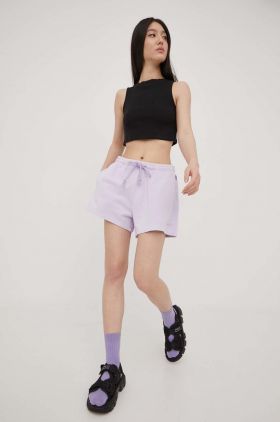 Levi's pantaloni scurti din bumbac femei, culoarea violet, neted, high waist