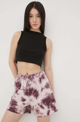 Volcom pantaloni scurti femei, culoarea violet, modelator, high waist