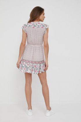 Pepe Jeans rochie Mercer culoarea roz, mini, evazati