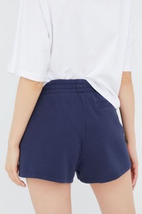 Tommy Jeans pantaloni scurti din bumbac femei, culoarea gri, neted, high waist