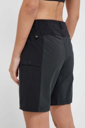 Salewa pantaloni scurți outdoor Puez 3 femei, culoarea negru, modelator, medium waist