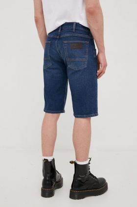 Wrangler pantaloni scurti jeans barbati, culoarea albastru marin