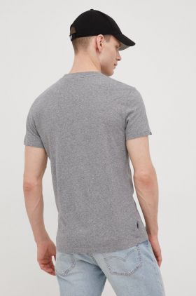 Superdry tricou din bumbac culoarea gri, neted