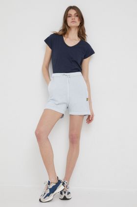 Lyle & Scott pantaloni scurti din bumbac femei, neted, high waist