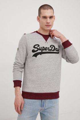 Superdry bluza barbati, culoarea gri, cu imprimeu