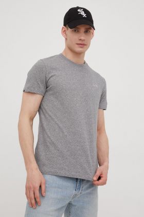 Superdry tricou din bumbac culoarea gri, neted