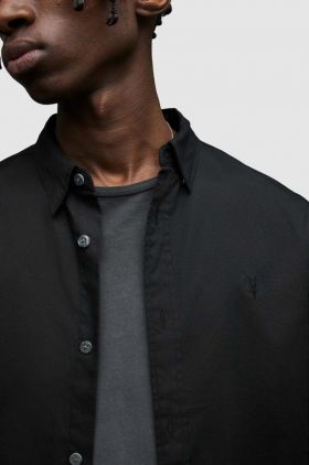 AllSaints camasa barbati, culoarea negru, cu guler button-down, regular