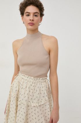 Gestuz top femei, culoarea bej, cu spate descoperit