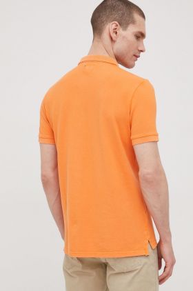 Superdry polo de bumbac culoarea portocaliu, neted